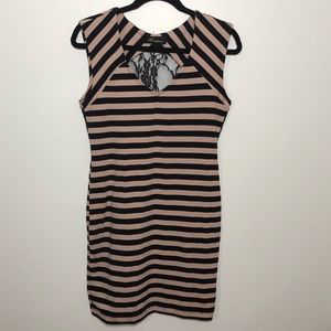 Monteau Striped Lace Back Dress